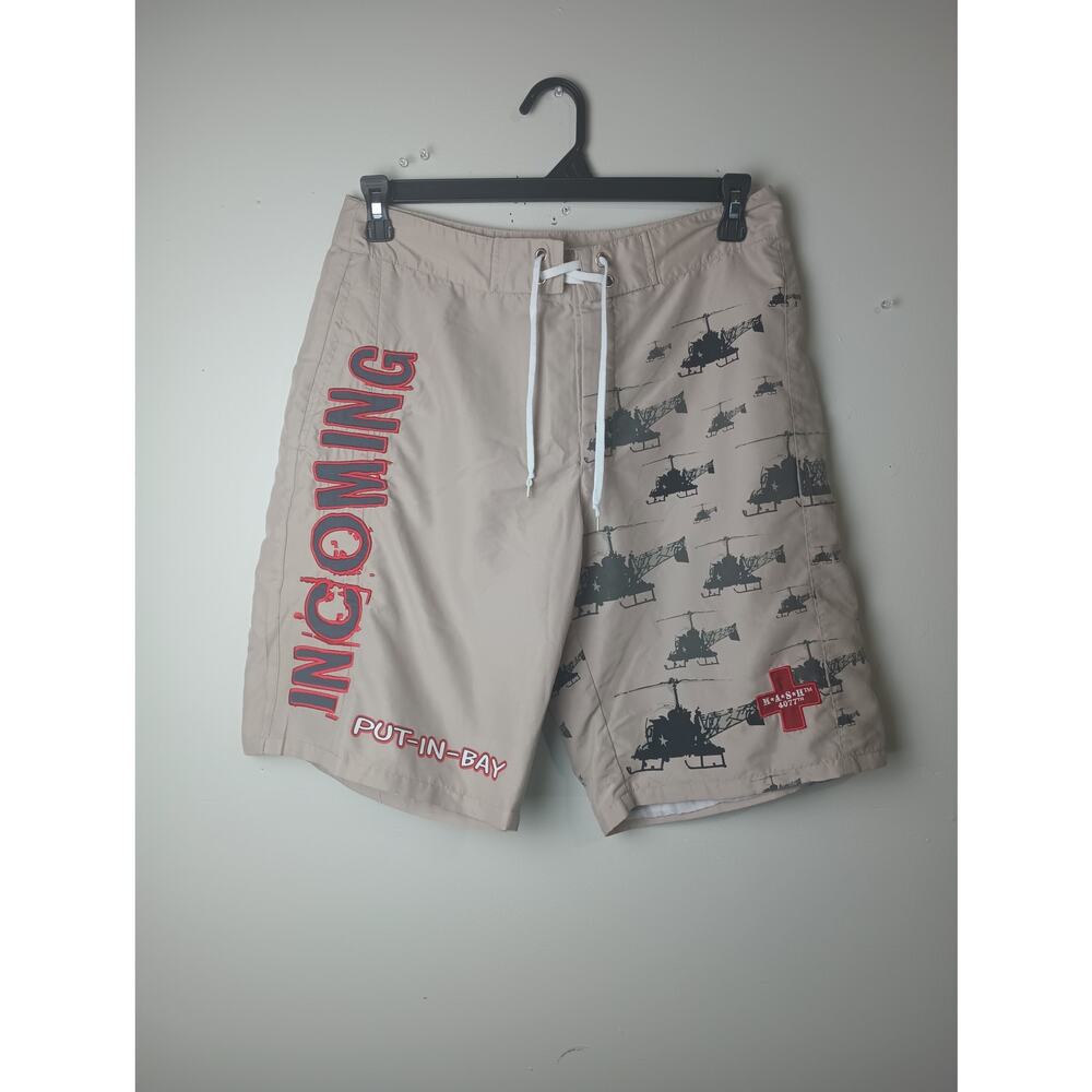 Vtg MASH Calhoun Swim Trunks Put in Bay 2006 Drawstring Boardshorts Medim